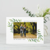 Eenvoudige Waterverf laat een moderne foto achter Feestdagenkaart (Staand voorkant)