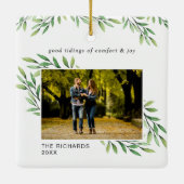 Eenvoudige Waterverf laat een moderne foto achter Keramisch Ornament (Achterkant)