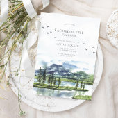 Eenvoudige Waterverf Lakeside Bachelorette Kaart