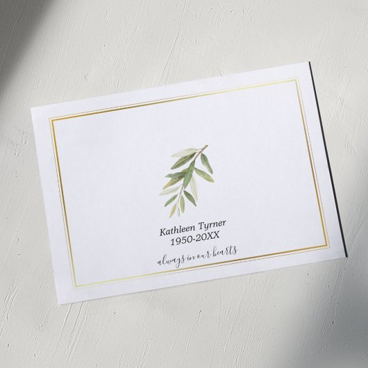 Eenvoudige Waterverf Leaf Viering van het Leven Bedankkaart