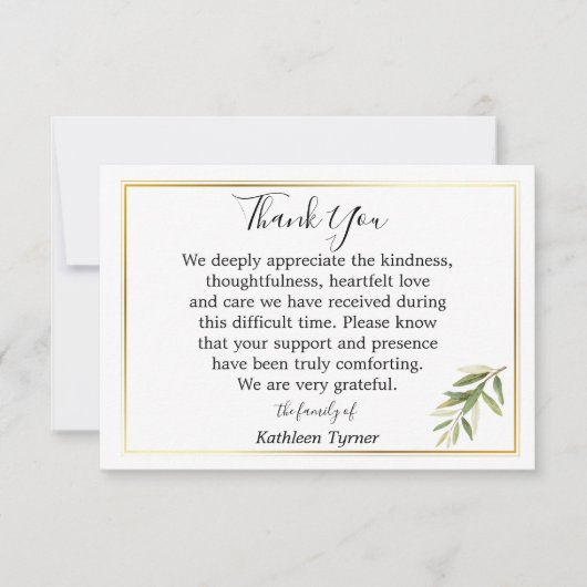 Eenvoudige Waterverf Leaf Viering van het Leven Bedankkaart (Voorkant)