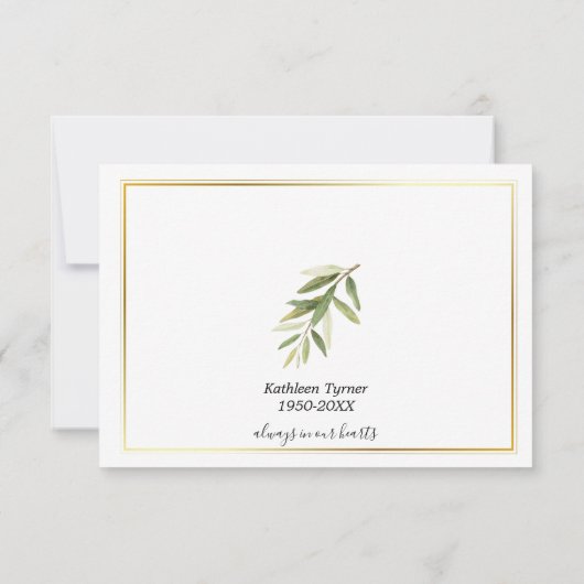 Eenvoudige Waterverf Leaf Viering van het Leven Bedankkaart (Achterkant)