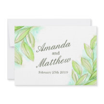 Eenvoudige waterverf lente verlaat bruiloft uitnod