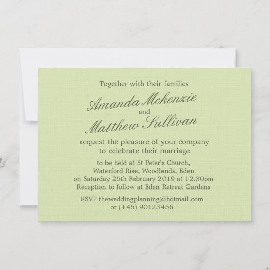 Eenvoudige waterverf lente verlaat bruiloft uitnod kaart (Achterkant)