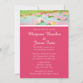 Eenvoudige Waterverf Lillies Wedding Invitation Pi Kaart
