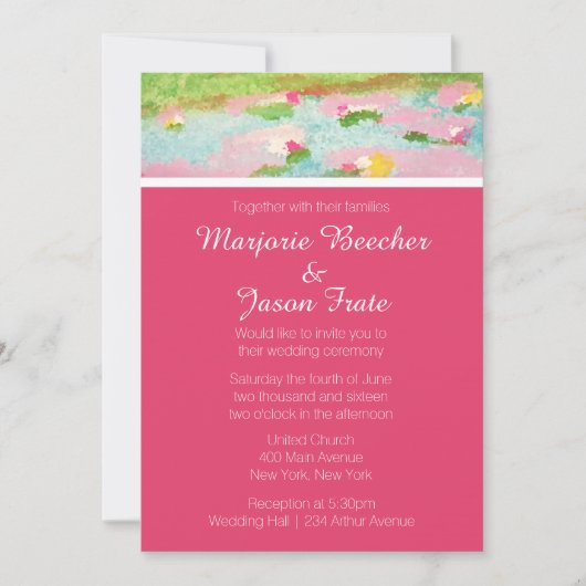 Eenvoudige Waterverf Lillies Wedding Invitation Pi Kaart (Voorkant)