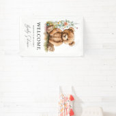 Eenvoudige Waterverf Little Teddy Bear Baby shower Spandoek (Insitu)