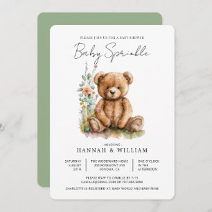 Eenvoudige Waterverf Little Teddy Bear Baby Sprink Kaart