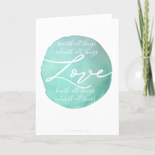 Eenvoudige waterverf LOVE religieuze scriptbruilof Bedankkaart