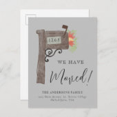 Eenvoudige Waterverf Mailbox New Home Moving Grey Aankondigingskaart (Voorkant / Achterkant)