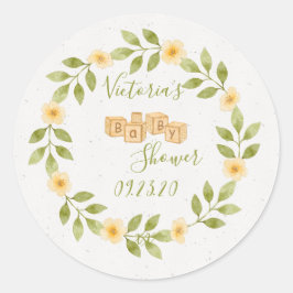 Eenvoudige Waterverf maken met Baby shower Uitnodi Ronde Sticker