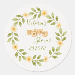 Eenvoudige Waterverf maken met Baby shower Uitnodi Ronde Sticker