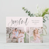 Eenvoudige Waterverf Manuscript Joyful Kerstfoto Feestdagenkaart (Staand voorkant)