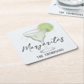 Eenvoudige Waterverf Margarita Whimsical Cocktail Kartonnen Onderzetters (Schuin)