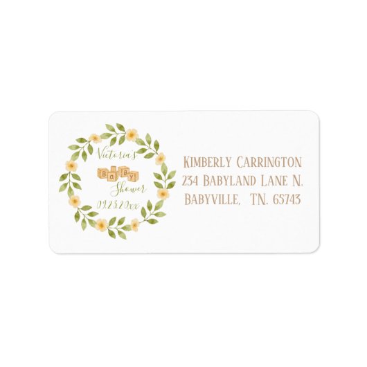 Eenvoudige Waterverf met Baby shower Etiket (Voorkant)