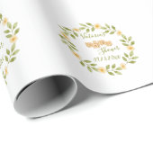 Eenvoudige Waterverf met Baby shower naam Cadeaupapier (Rol Hoek)