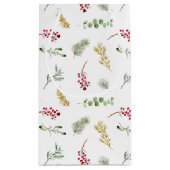 Eenvoudige Waterverf met gouden wintergroen kerstf Klein Cadeauzakje (Achterkant)