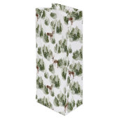 Eenvoudige Waterverf met winterbos Kerstmis Wijn Cadeautas (Achterkant Gekanteld)