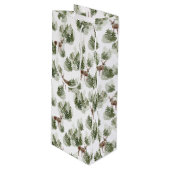 Eenvoudige Waterverf met winterbos Kerstmis Wijn Cadeautas (Voorkant Gekanteld)