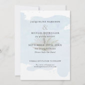 Eenvoudige Waterverf Modern Script Palm Foto blauw Save The Date (Achterkant)