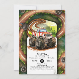 Eenvoudige Waterverf Monster Truck Verjaardag Kaart