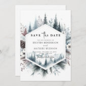Eenvoudige Waterverf Mountain Wedding Save The Date (Voorkant / Achterkant)