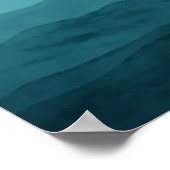 Eenvoudige waterverf oceaan abstract kunstblauw poster (Hoek)