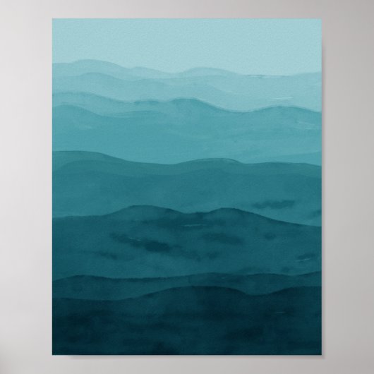 Eenvoudige waterverf oceaan abstract kunstblauw poster (Voorkant)