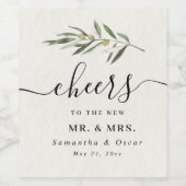 Eenvoudige waterverf olijfgroene tak wijn etiket (Enkel label)