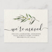 Eenvoudige Waterverf Olive Green Branch Aankondigingskaart (Voorkant)