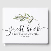Eenvoudige Waterverf Olive Green Branch Gastenboek (Voorkant)
