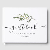 Eenvoudige Waterverf Olive Green Branch Gastenboek (Voorkant)