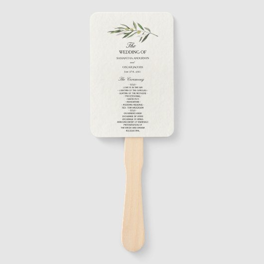 Eenvoudige Waterverf Olive Green Branch Handwaaier (Voorkant)