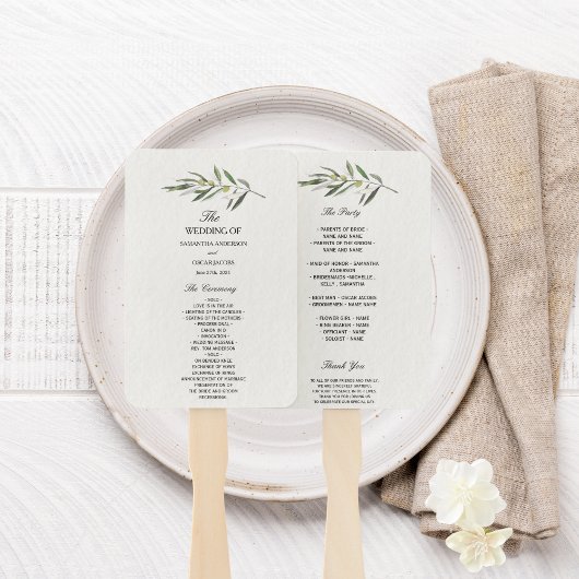 Eenvoudige Waterverf Olive Green Branch Handwaaier