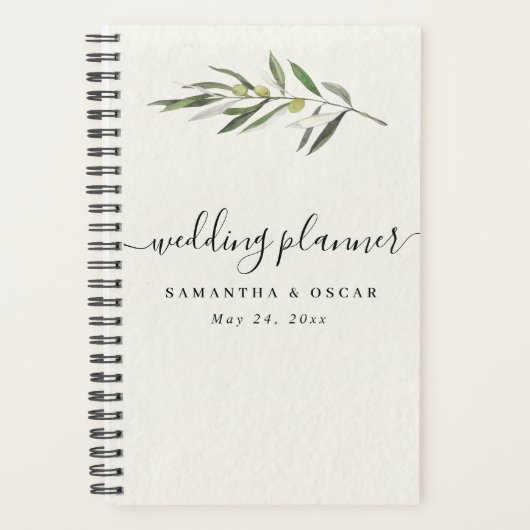 Eenvoudige Waterverf Olive Green Branch Planner (Voorkant)