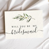 Eenvoudige Waterverf Olive Green Branch Uitnodiging Briefkaart