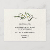 Eenvoudige Waterverf Olive Green Branch Uitnodiging Briefkaart (Achterkant)