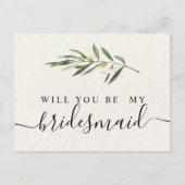 Eenvoudige Waterverf Olive Green Branch Uitnodiging Briefkaart (Voorkant)