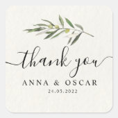 Eenvoudige Waterverf Olive Green Branch Vierkante Sticker (Voorkant)