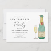 Eenvoudige Waterverf oudejaarsfeest Kaart (Voorkant)