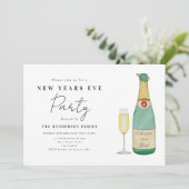 Eenvoudige Waterverf oudejaarsfeest Kaart (Staand voorkant)