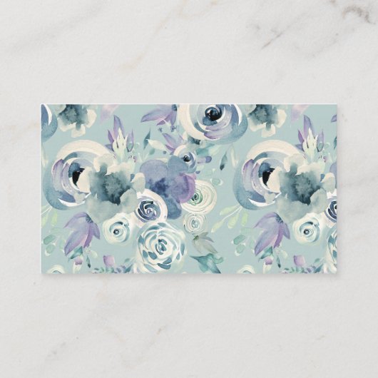 Eenvoudige Waterverf Paarse blauwe grijze bloemen  Plaatskaartje (Achterkant)