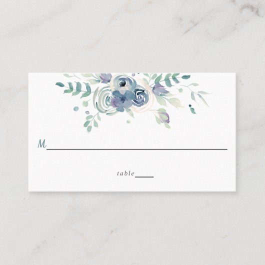 Eenvoudige Waterverf Paarse blauwe grijze bloemen Plaatskaartje (Voorkant)