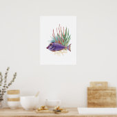 Eenvoudige Waterverf Paarse en goudvis Poster (Keuken)