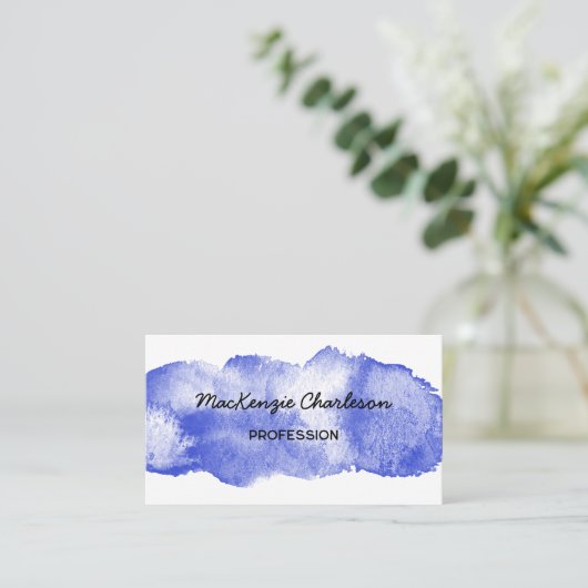 Eenvoudige Waterverf Paint Brushstroke Blue Visitekaartje (Staand voorkant)