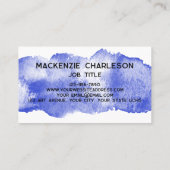 Eenvoudige Waterverf Paint Brushstroke Blue Visitekaartje (Achterkant)