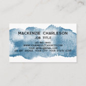 Eenvoudige Waterverf Paint Brushstroke Dusty Blue Visitekaartje (Achterkant)