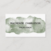 Eenvoudige Waterverf Paint Brushstroke Sage Green Visitekaartje (Voorkant)