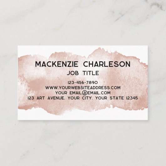 Eenvoudige Waterverf Paint Brushstroke Terracotta Visitekaartje (Achterkant)