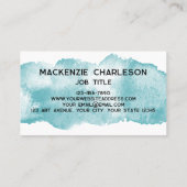 Eenvoudige Waterverf Paint Brushstroke Turquoise A Visitekaartje (Achterkant)